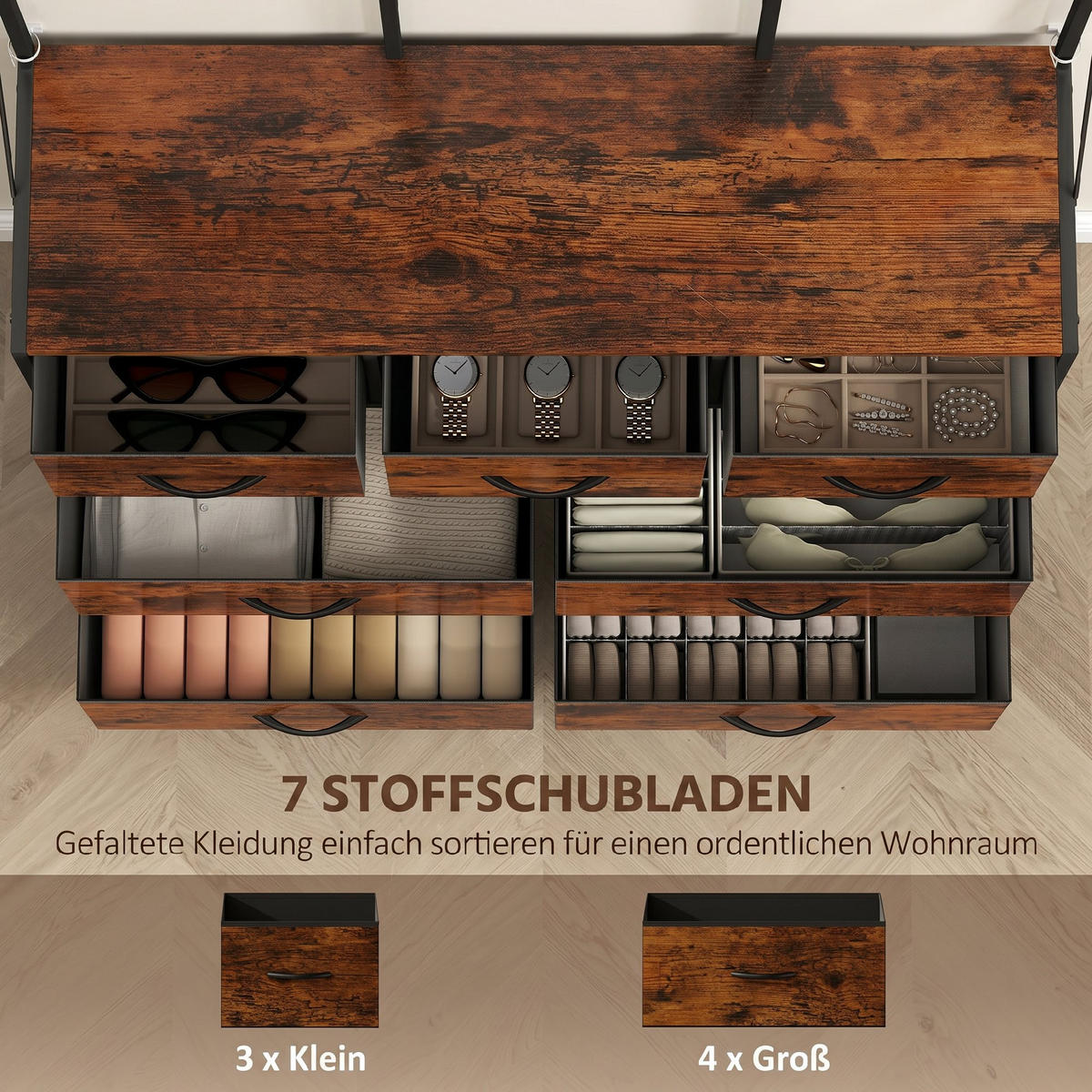 GARDEROBENSTÄNDER Spanplatte, Stahl Rustikal-Braun - Schwarz/Braun, Holzwerkstoff/Textil (30/183/100cm) - HOMCOM