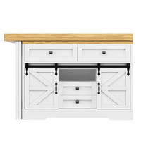 KÜCHENINSEL DE-38579 ausziehbar 120-197 cm 360° drehbar Eichenoptik - Weiß, Holzwerkstoff (120/72/40cm) - ComfortXL
