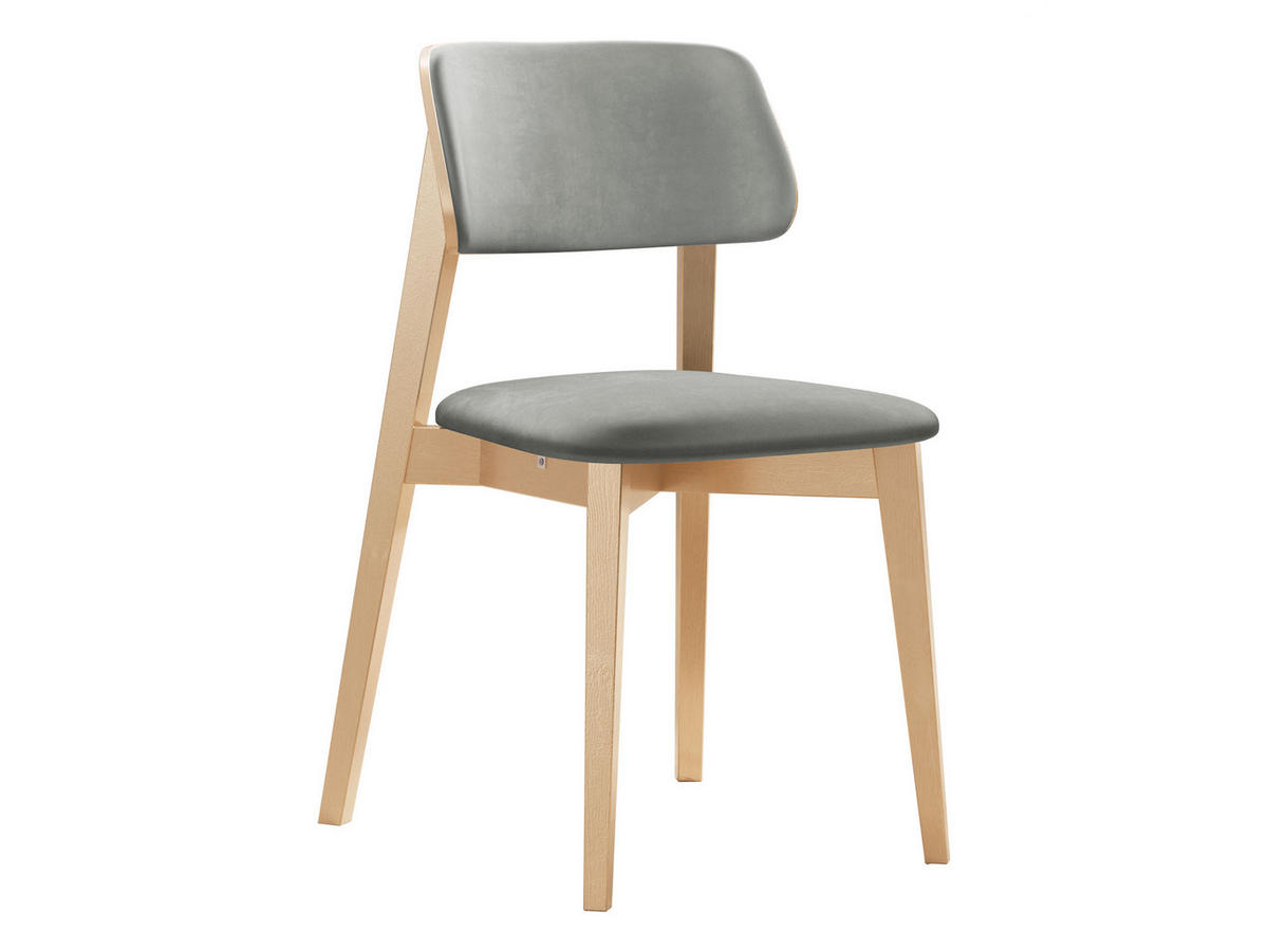 WOHNZIMMER STUHL KT63/C, Holzfarbe: Buche - Buchefarben/Grau, Holz/Textil (47/80/49cm) - MIRJAN24