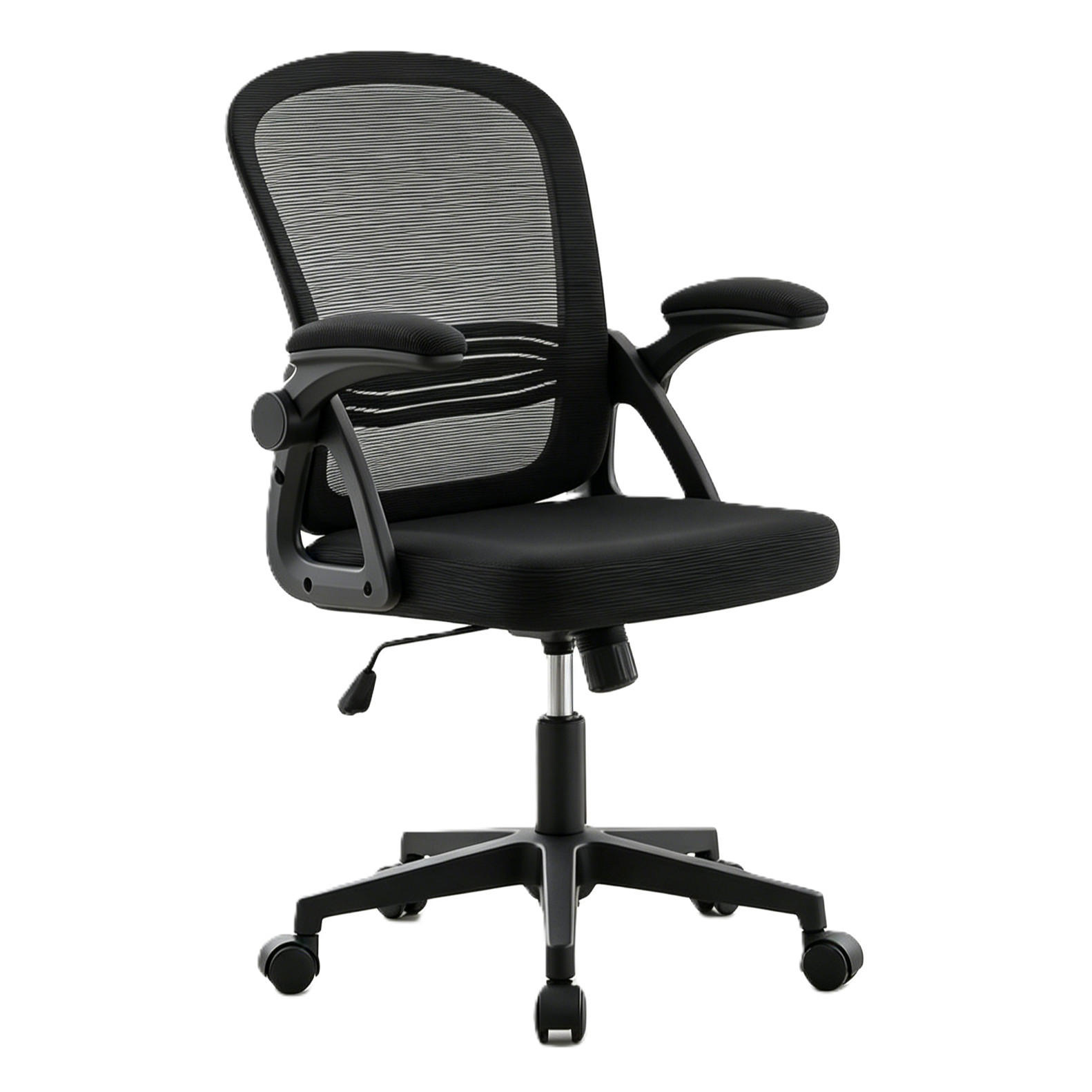 BÜROSTUHL Ergonomischer 90-110°neigbar, 90° Aufklappbare Armlehnen - Schwarz, Metall (60/92/57cm)
