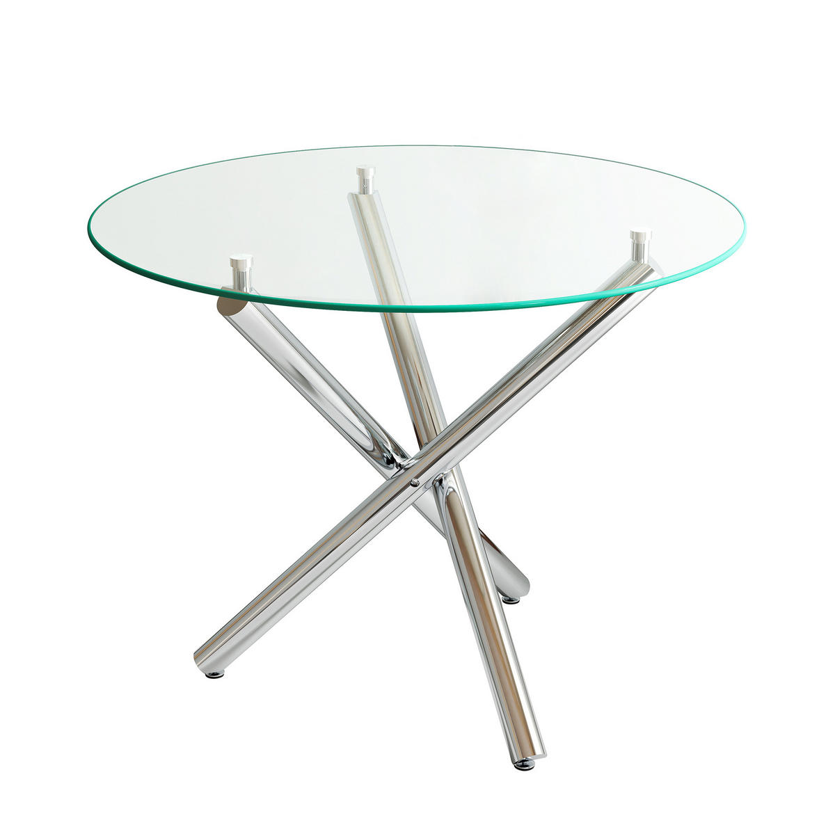 JEDÁLENSKÝ stôl z tvrdeného skla a kovu, Ø 80/76 cm, strieborný - strieborná, kov (80/80/76cm) - BEAOK