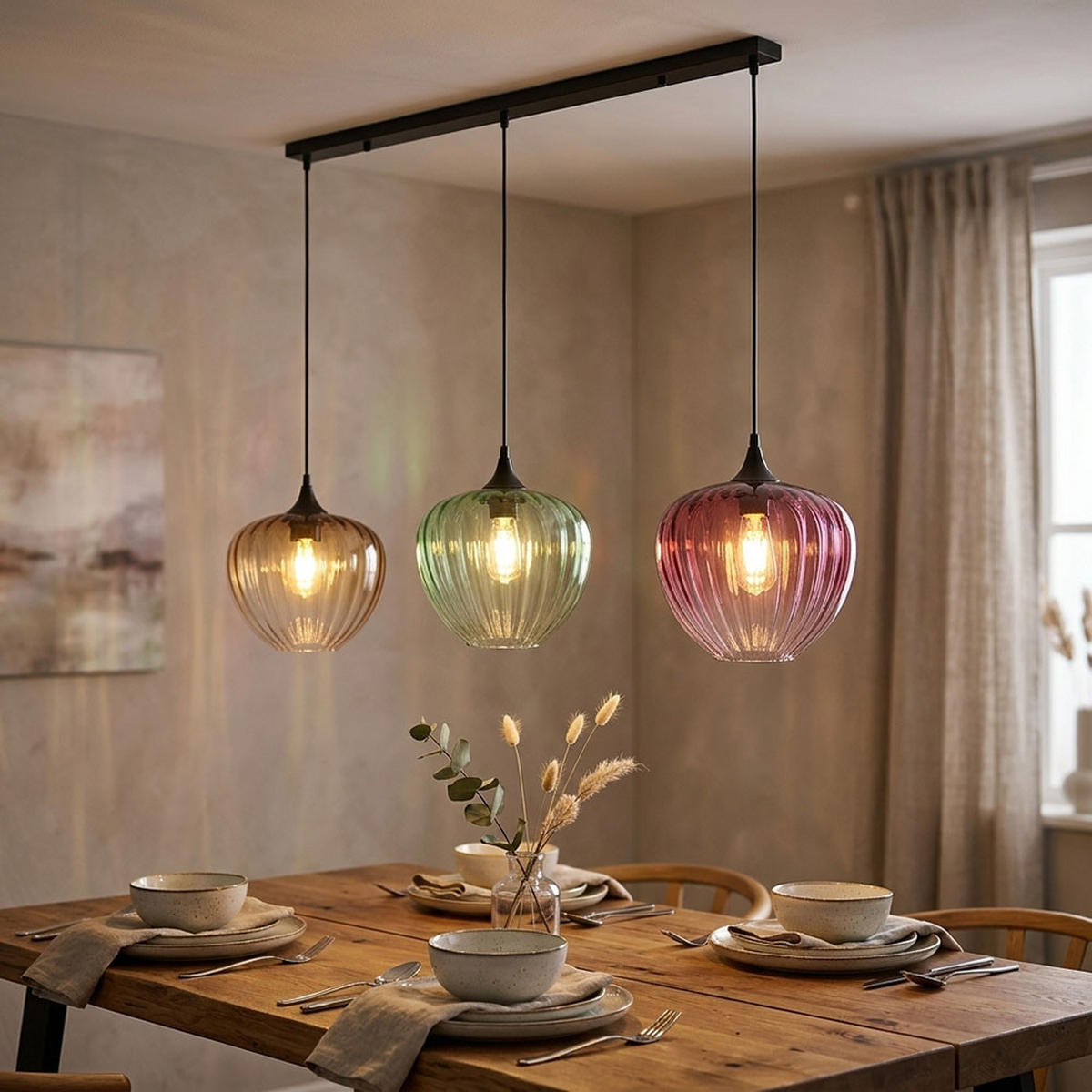 LED PENDELLEUCHTE SOLVEIG Metall Schwarz höhenverstellbar - Schwarz, Glas (119/29/150cm) - Globo Lighting