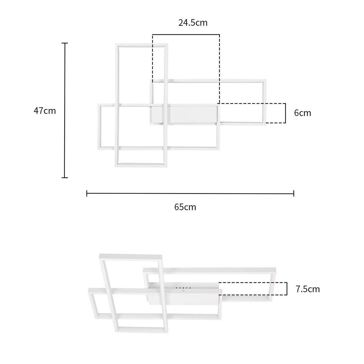 LED-DECKENLEUCHTE Sylvanas 65/47/7.5cm - Weiß, Metall (65/47/7.5cm) - ZMH