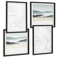 BILDER SET 4er Set - 50x50 cm & 40x60 cm Schwarzer Rahmen - Weiße Flecken auf Leinwandhintergrund - Schwarz, Kunststoff (50/50cm) - TULUP
