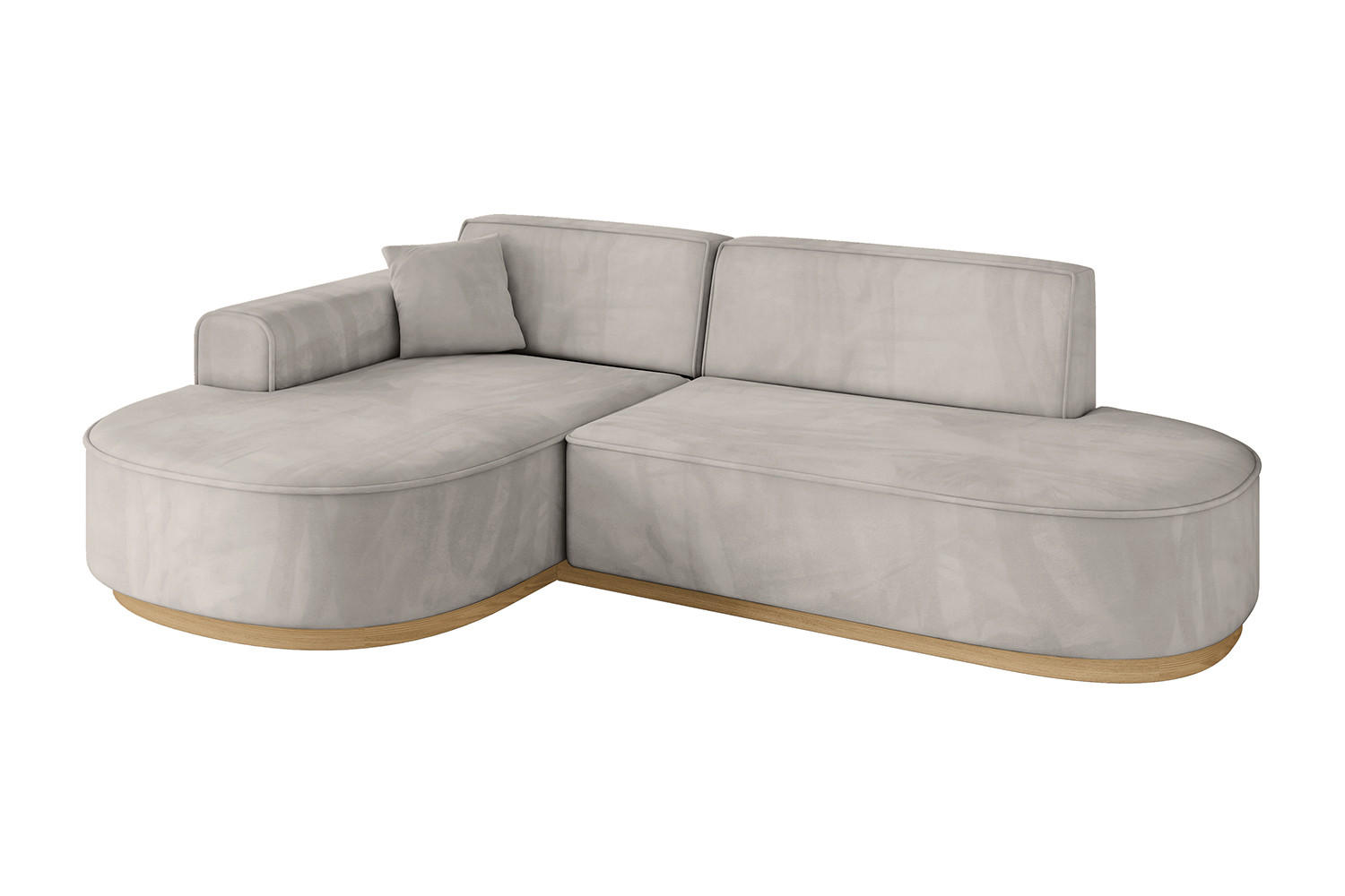 ECKSOFA Ottomane Links MARI-L1-v2 - 243x171x83 cm Hellbraun Velours - Hellbraun, Holzwerkstoff/Textil (243/171cm) - ALTDECOR