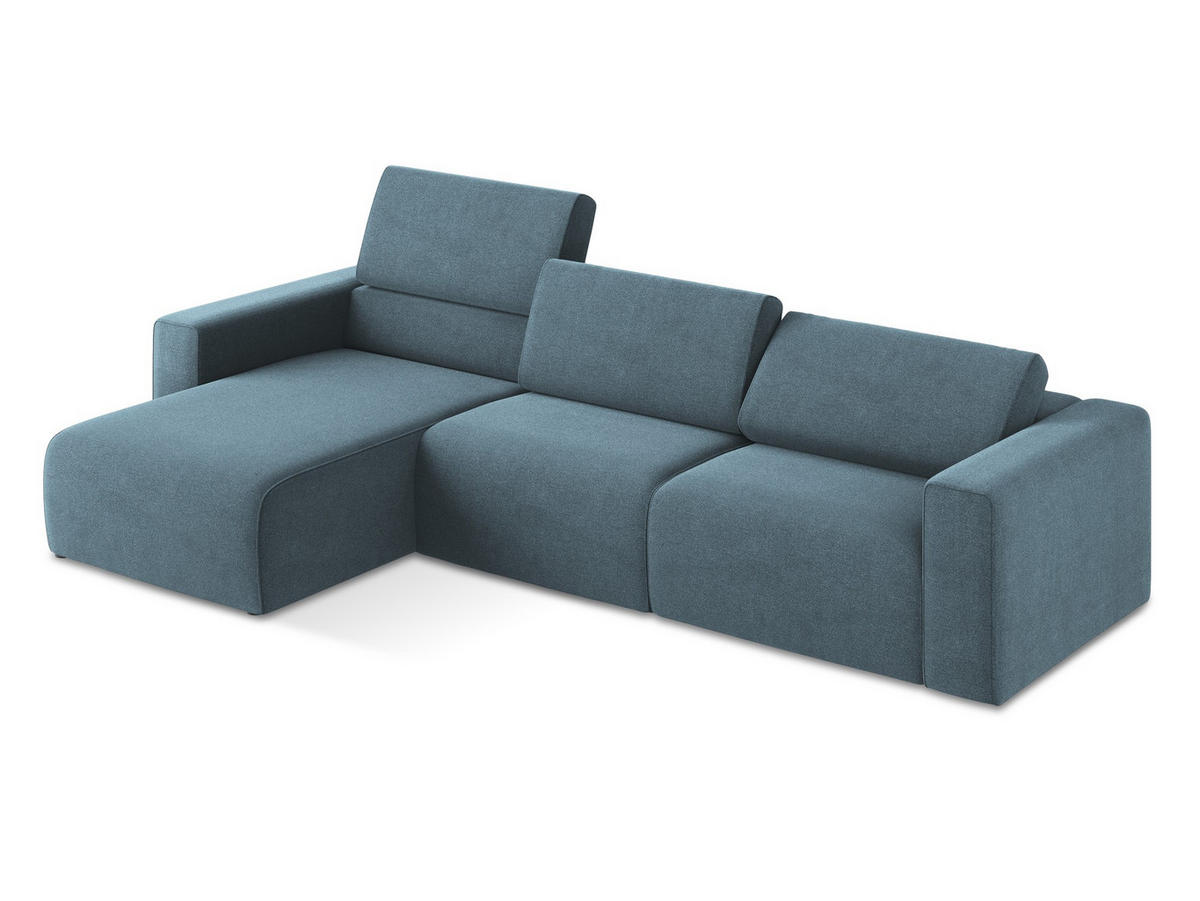 ECKSOFA Links Strukturstoff Stoff Blau - Blau/Schwarz, Kunststoff/Textil (167/314cm) - Makamii