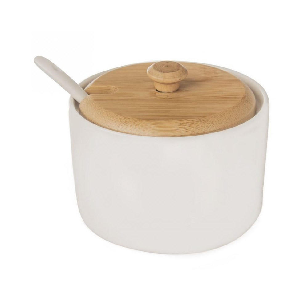 ZUCKERDOSE aus Porzellan, Zuckerdose mit Löffel 48713 - Weiß, Keramik (10/6.5cm) - Orion 
