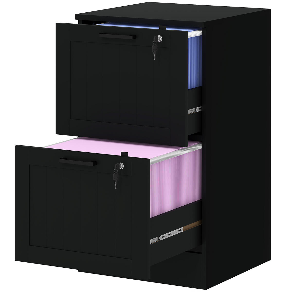 ROLLCONTAINER DE-14478 2 abschließbare Schubladen Schwarz - Schwarz, Holzwerkstoff (40/71/40cm) - ComfortXL