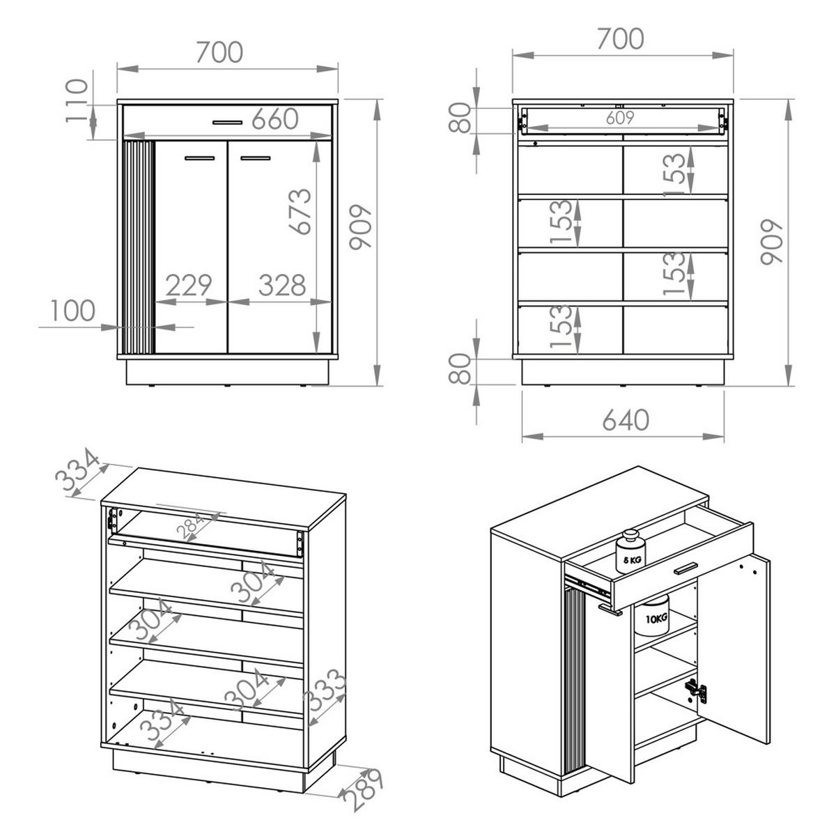 KOMMODE Vinica-131 - Braun, Holzwerkstoff (70/91/34cm) - Lomado