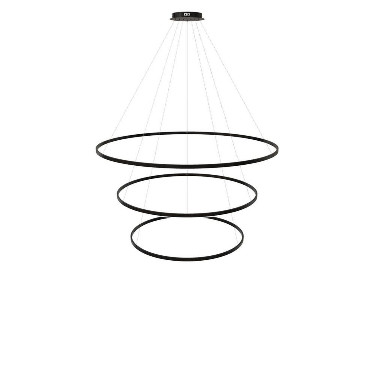 LED-HÄNGELAMPE 3er Ring Schwarz Ø 150 | 120 | 100cm - Schwarz, Metall (1.3/150/3.3cm) - s.luce
