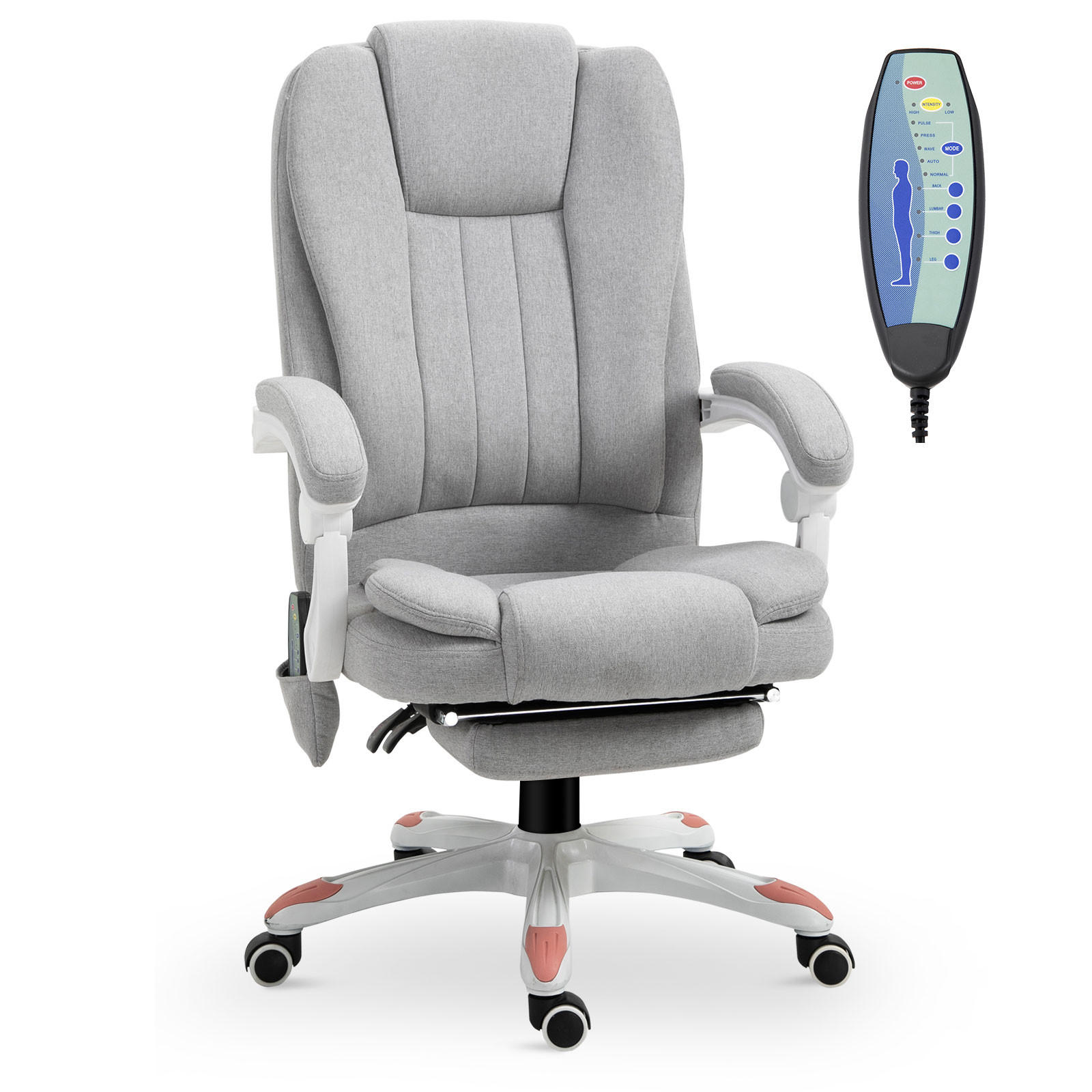 CHEFSESSEL DE-05066 8 Massagepunkte, neigbar & höhenverstellbar Grau - Grau, Kunststoff (63/107/66cm) - ComfortXL
