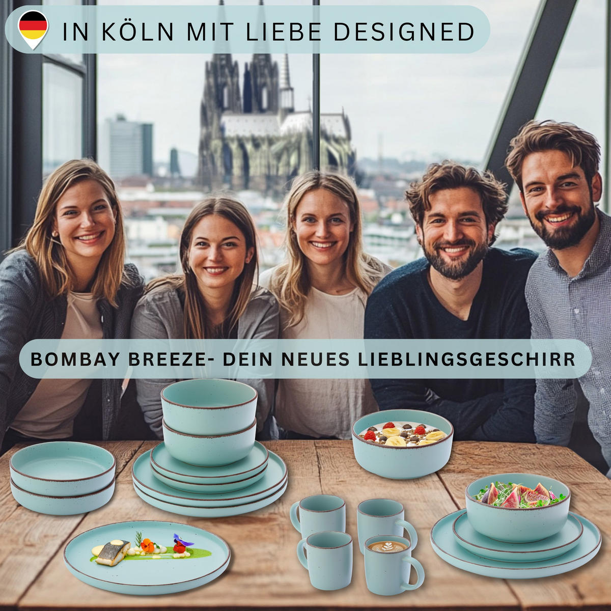 SCHALEN BOMBAY BREEZE - 4 teilig aus Steingut - Hellblau, Stein (16.5/16.5/6.5cm) - Sänger