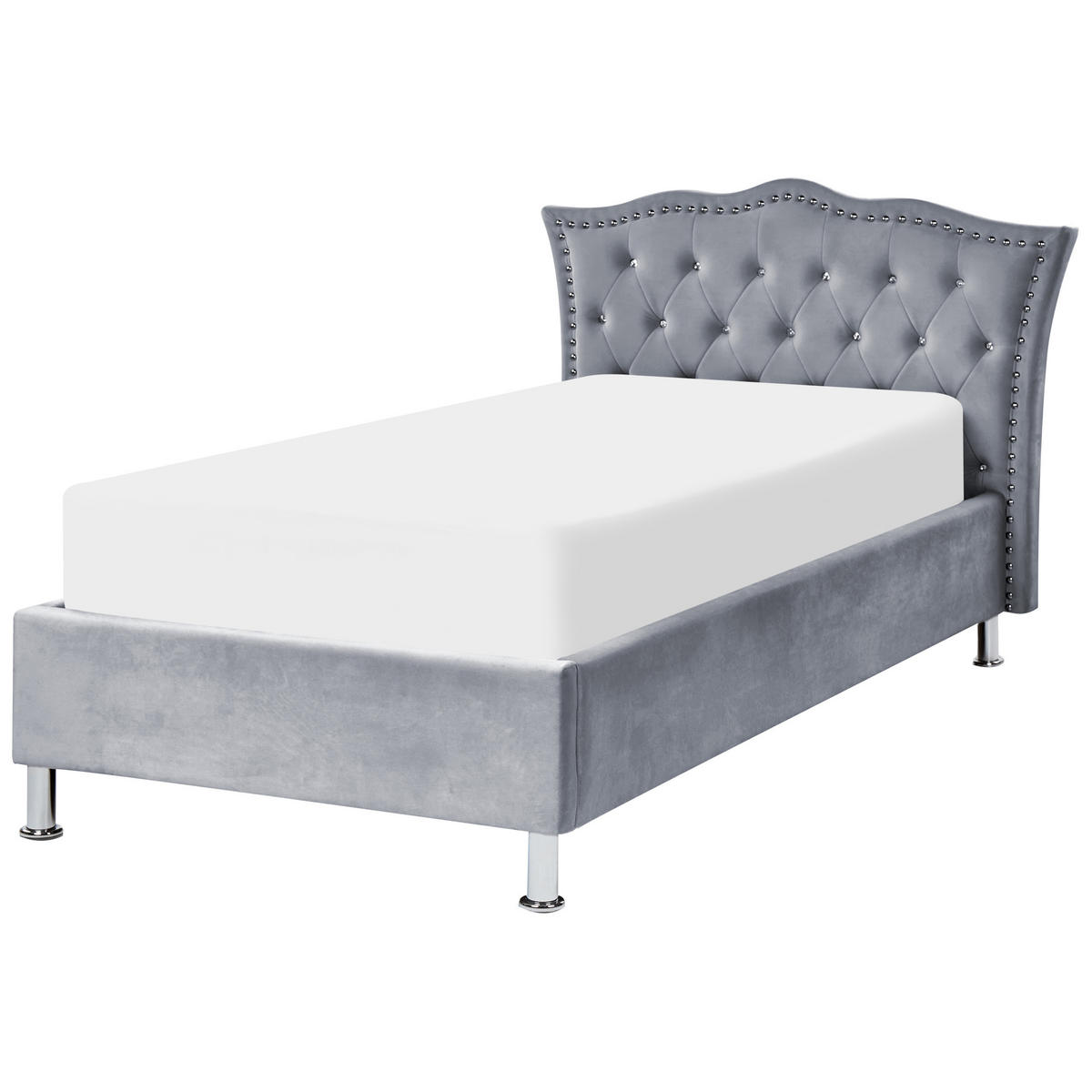 BETT 90/200cm Grau Metz - Grau, Textil (90/200cm) - Beliani