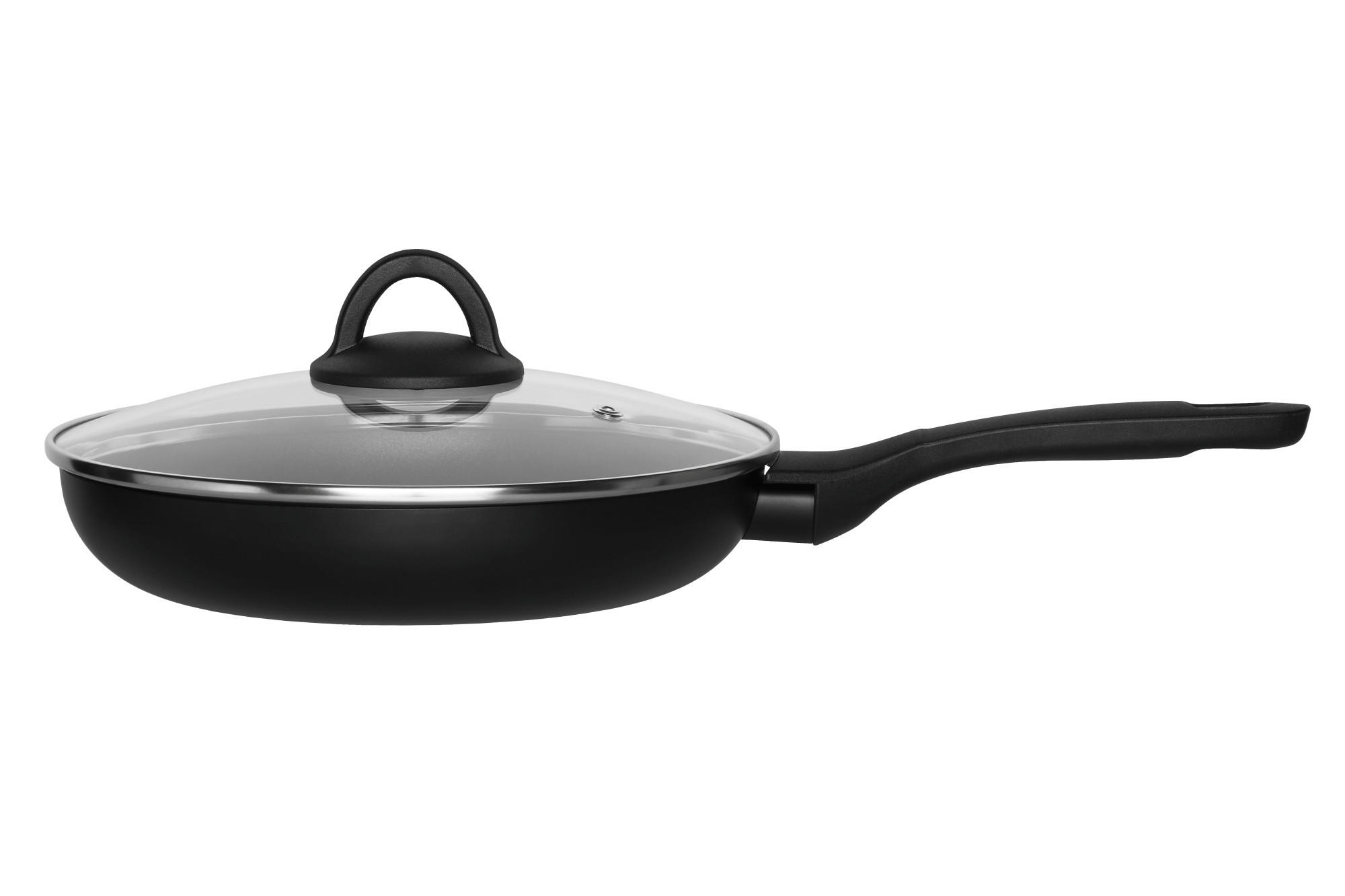 BRATPFANNE mit Glasdeckel Ø 24 cm - Schwarz, Metall (24cm)