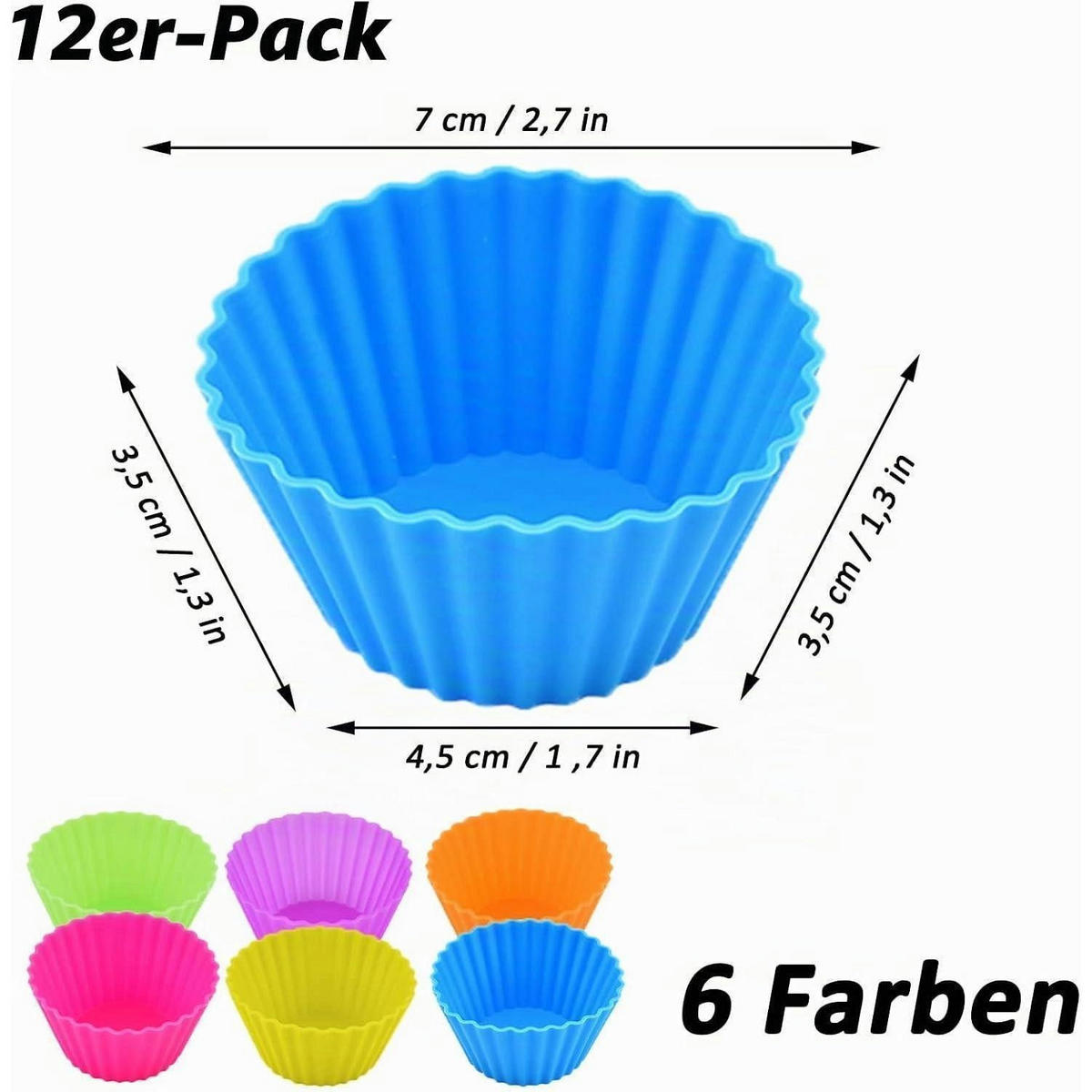MUFFINFORM Silikon 12-teiliges Set 6 Farben - Multicolor, Kunststoff (4.5/3.5/7cm)