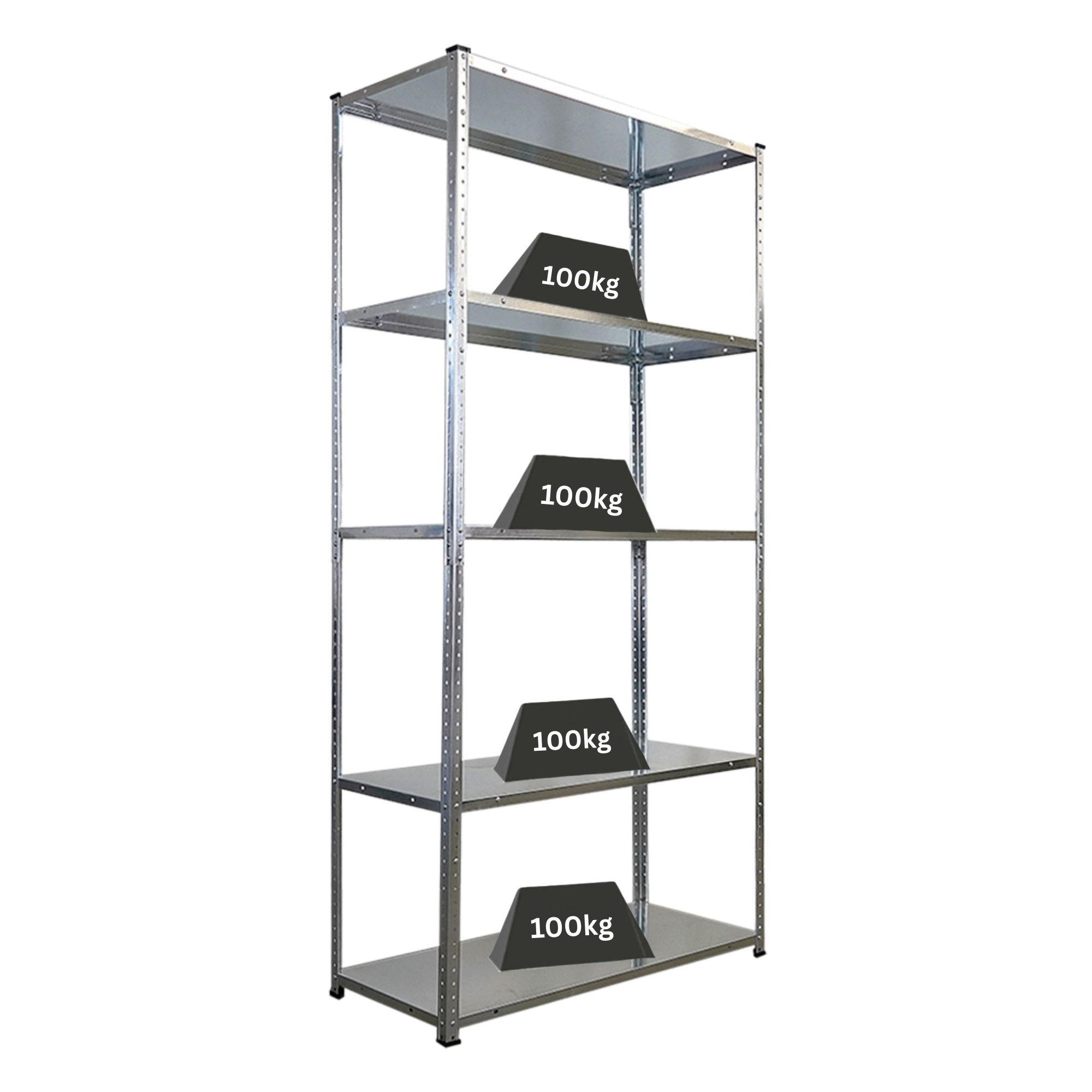 SCHRAUBREGAL Haldor 180x90x40cm 5 Stahlplatten-Ebenen Fachlast 100 kg Verzinkt - Silberfarben, Metall (90/180/40cm) - PROREGAL