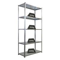 SCHRAUBREGAL Haldor 180x90x40cm 5 Stahlplatten-Ebenen Fachlast 100 kg Verzinkt - Silberfarben, Metall (90/180/40cm) - PROREGAL