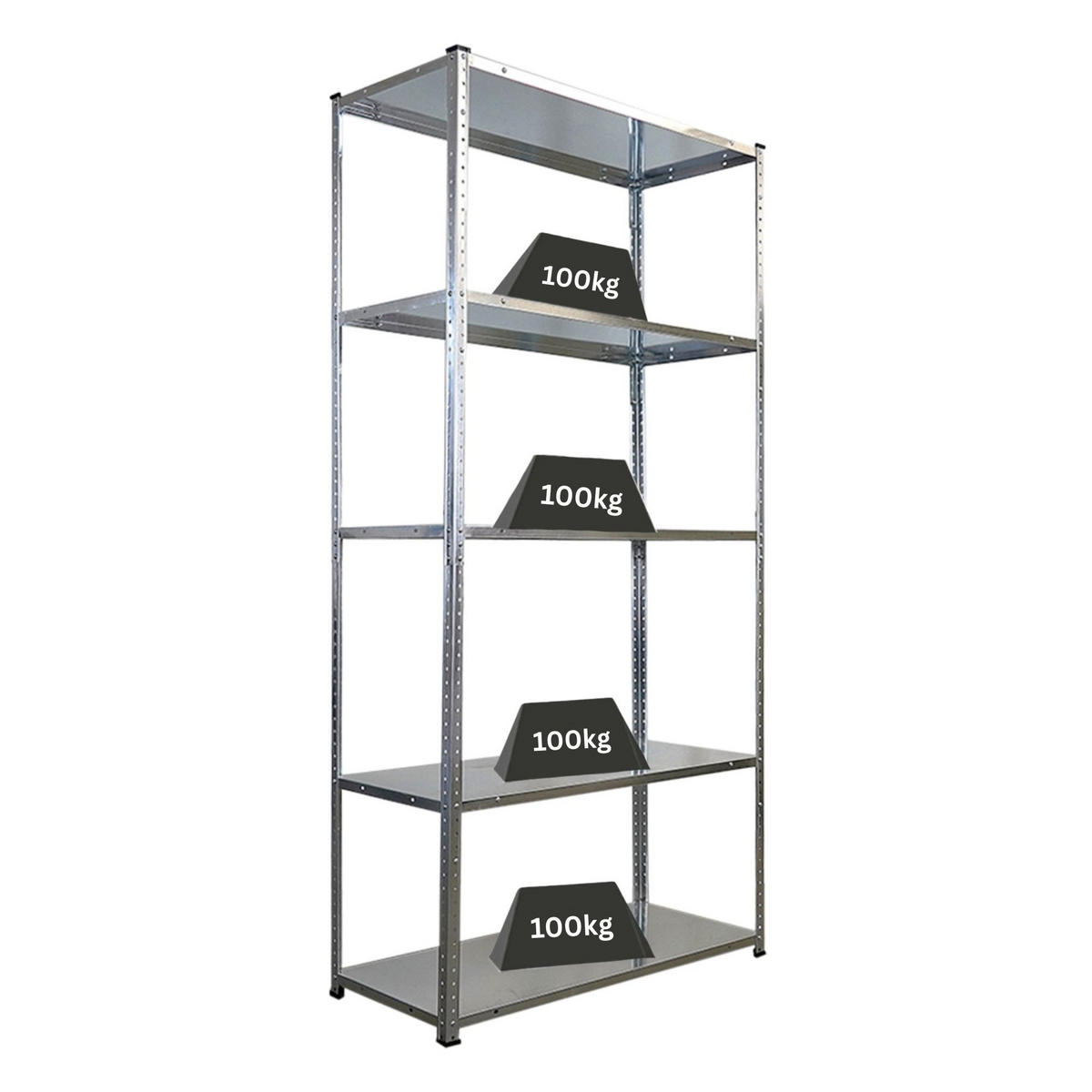 SCHRAUBREGAL Haldor 180x90x40cm 5 Stahlplatten-Ebenen Fachlast 100 kg Verzinkt - Silberfarben, Metall (90/180/40cm) - PROREGAL