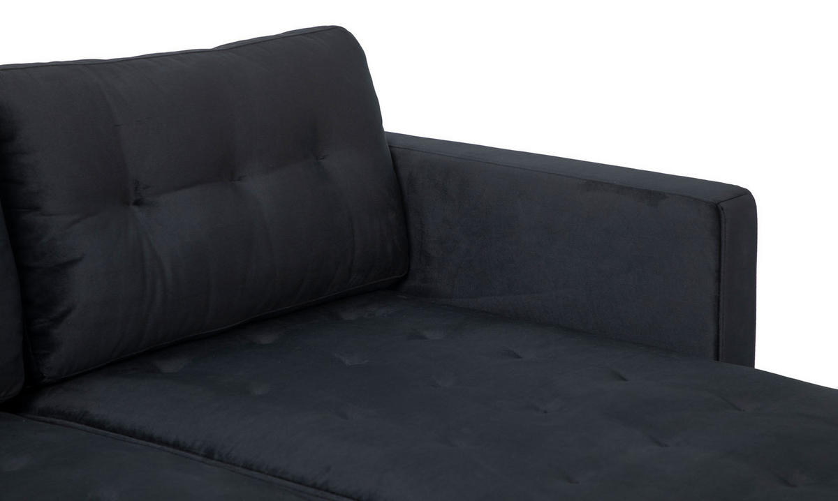 ECKSOFA Velours schwarz - Schwarz, Textil (219/151cm) - ebuy24