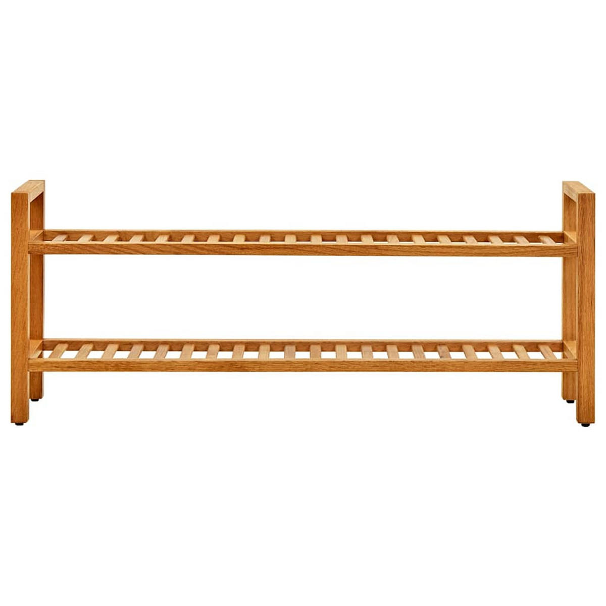SCHUHREGAL Mit 2 Etagen 100/27/40 Cm Massivholz Eiche - Braun, Holz (100/40/27cm) - vidaXL