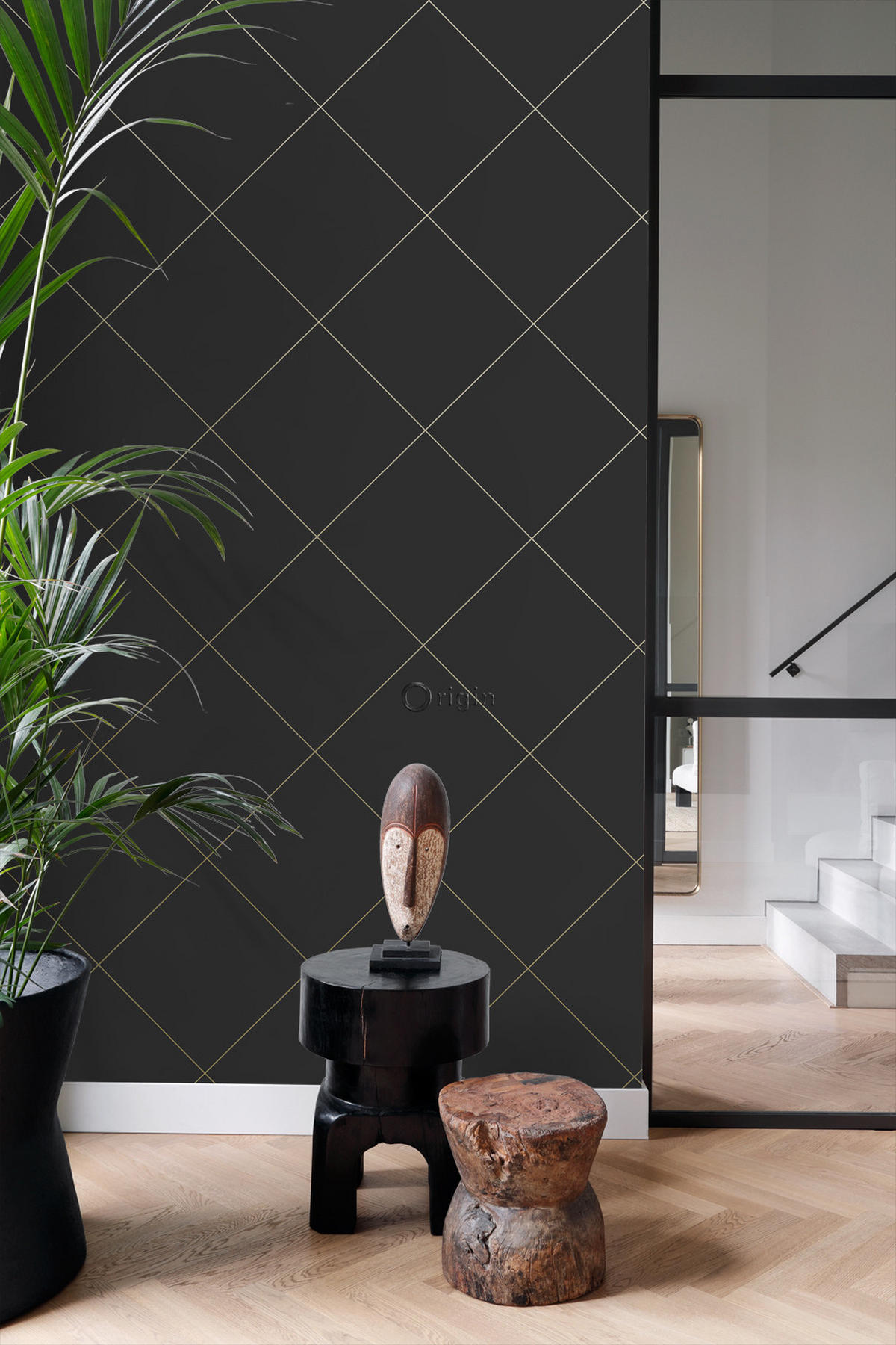 TAPETE grafische Linien 53 cm x 10.05 m - Schwarz, Papier (53/1000cm) - Origin Wallcoverings