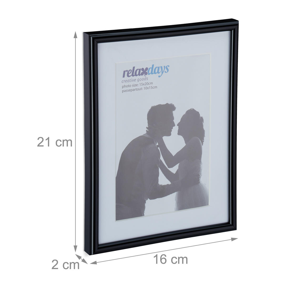 2XBILDERRAHMEN - Schwarz, Glas/Holzwerkstoff (16/21/2cm) - Relaxdays