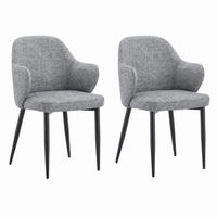 STUHL 2er-Set mit breiter Rückenlehne 83 cm Stoff Grau - Dunkelgrau, Metall (56.5/83/53cm) - Meubliv