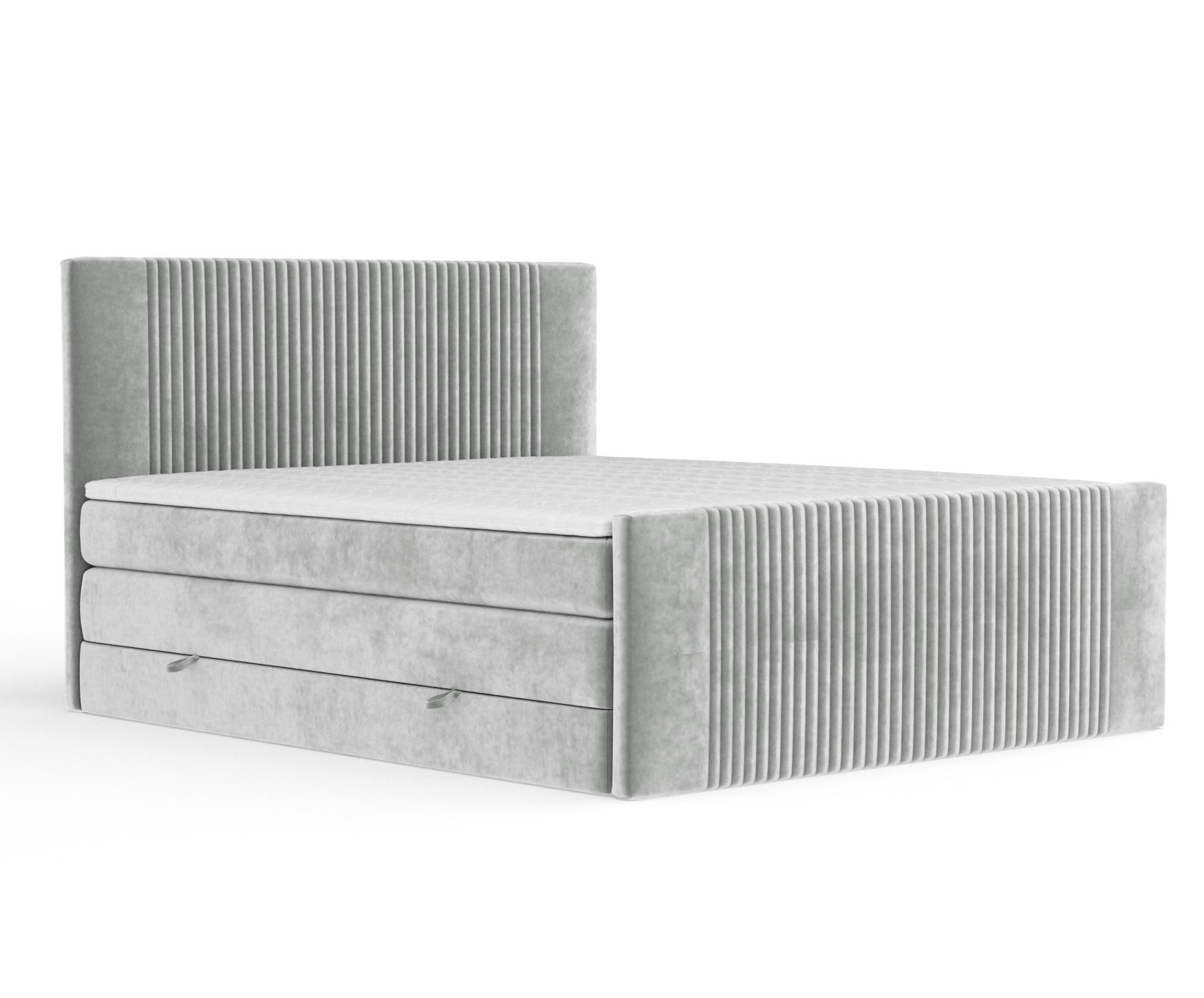 BOXSPRINGBETT Bergamo Hellgrau 200/200 cm - Hellgrau/Schwarz, Holz/Holzwerkstoff (200/200cm) - Maison de Reve