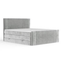 BOXSPRINGBETT Bergamo Hellgrau 200/200 cm - Hellgrau/Schwarz, Holz/Holzwerkstoff (200/200cm) - Maison de Reve