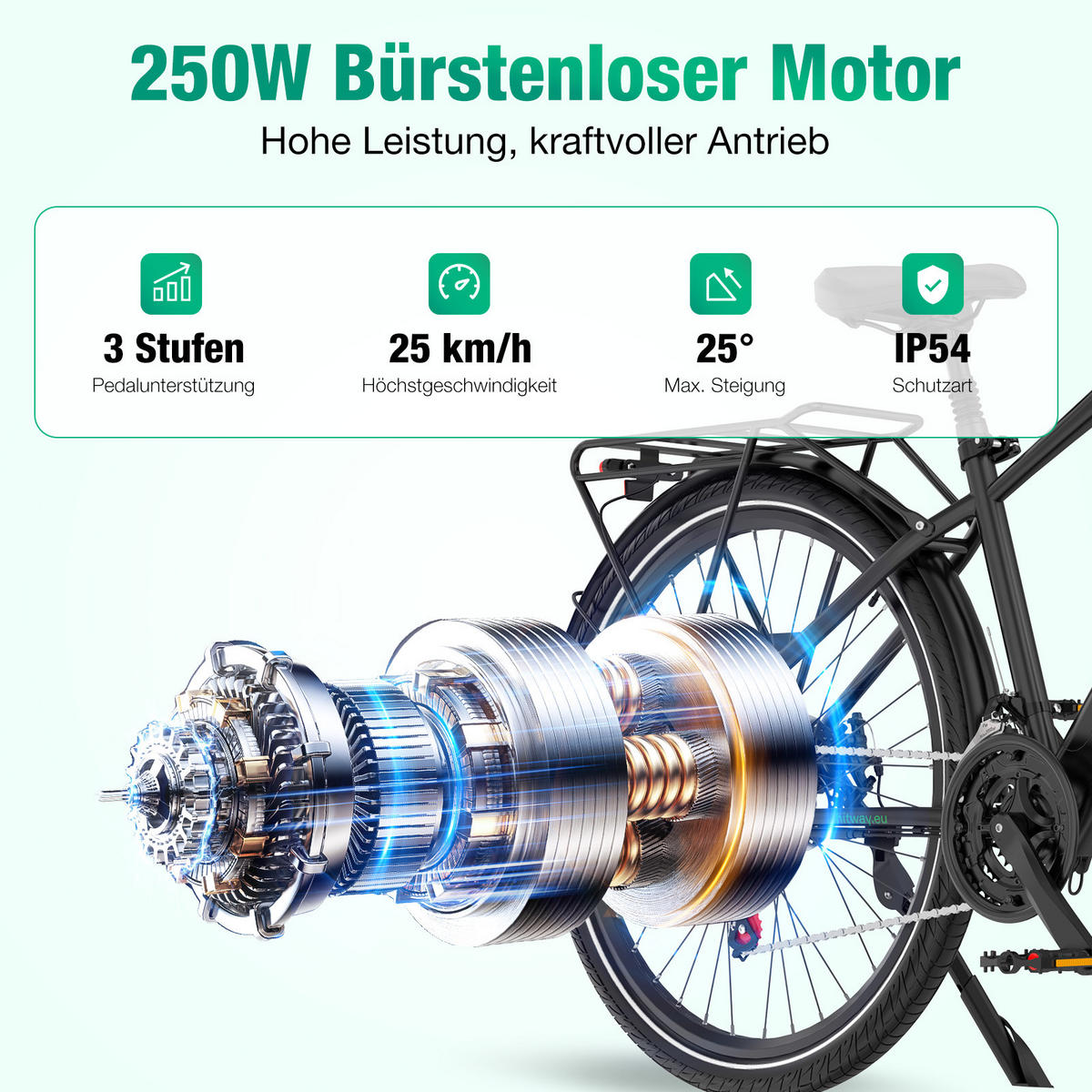E-BIKE BK7S PRO 27,5 Zoll , ideal für Körpergrößen von 170 bis 195 cm - Schwarz, Metall (84cm) - HITWAY