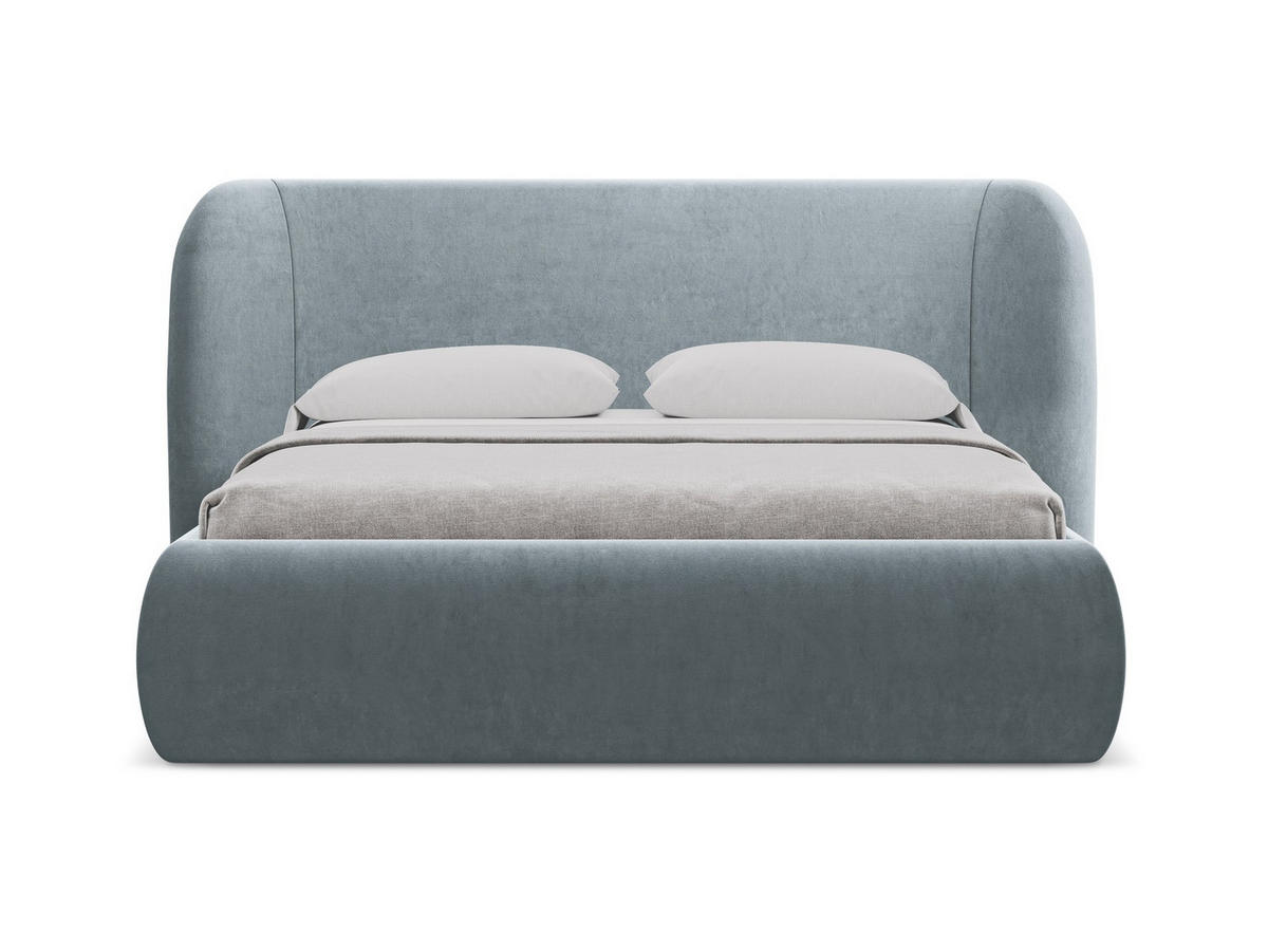 POLSTERBETT mit Bettkasten und Lattenrost 230x215 Blau - Blau/Schwarz, Kunststoff/Textil (180/200cm) - Makamii