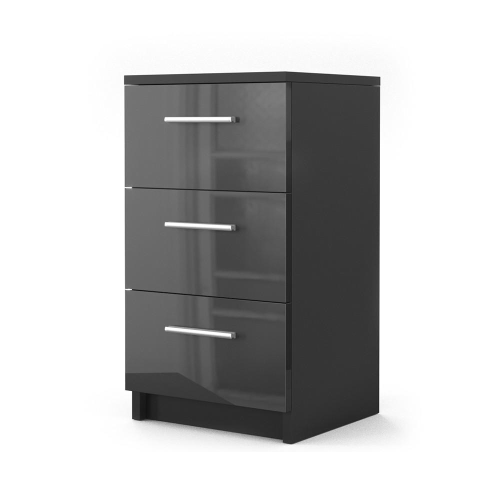 NACHTTISCH Schwarz Hochglanz 38 x 66 cm - Schwarz Hochglanz/Schwarz, Holzwerkstoff (38/66/35cm) - Vicco