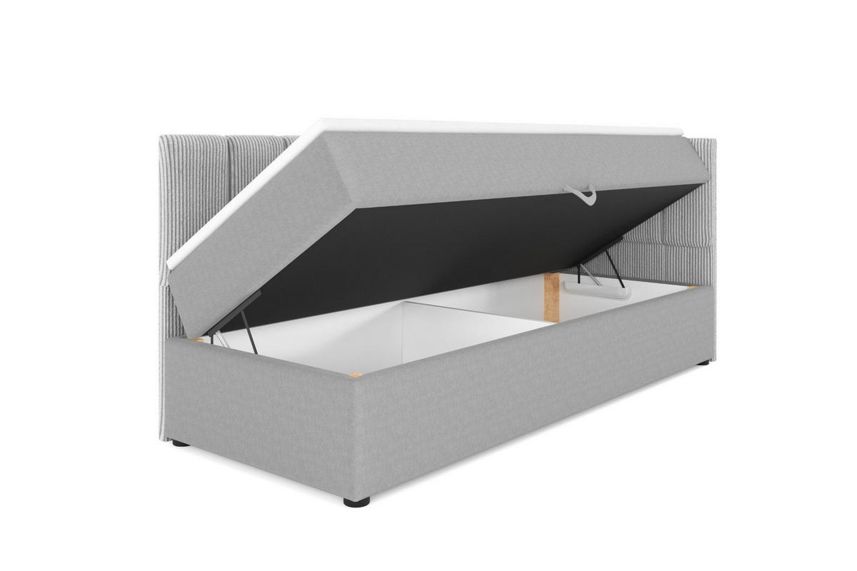 BOXBETT VIGO 90/200 cm in Cord/Velours Anthrazit H4 rechts - Anthrazit, Holz/Holzwerkstoff (90/200cm) - Deine Möbel 24