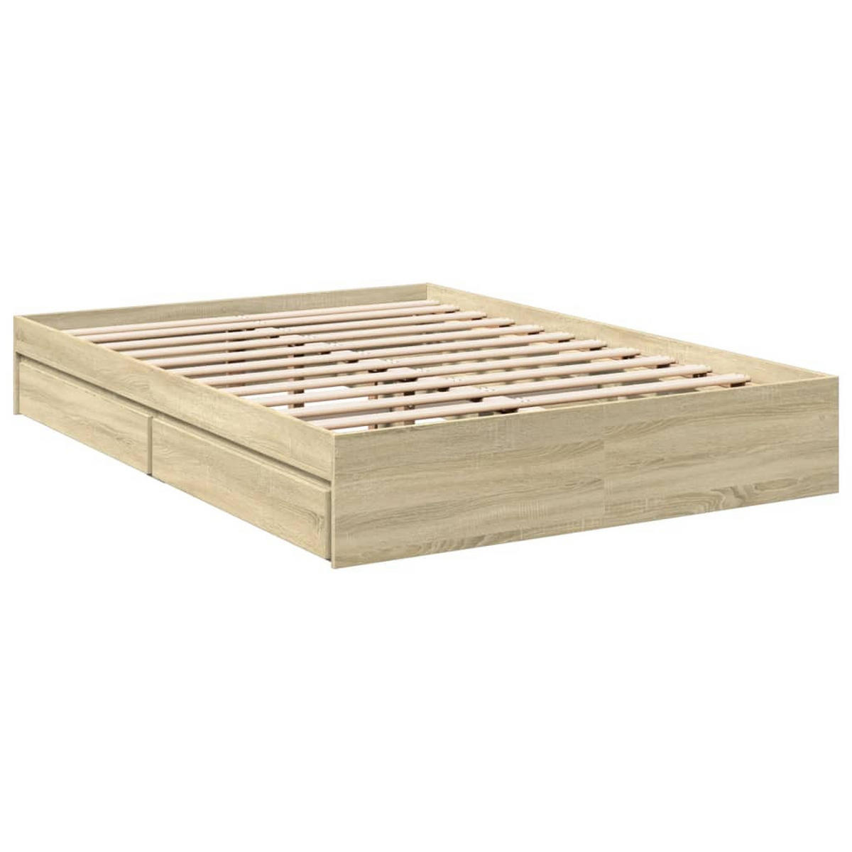 BETTGESTELL Mit Schubladen Sonoma-Eiche 140/200Cm Holzwerkstoff - Braun, Holzwerkstoff (140/200cm) - vidaXL