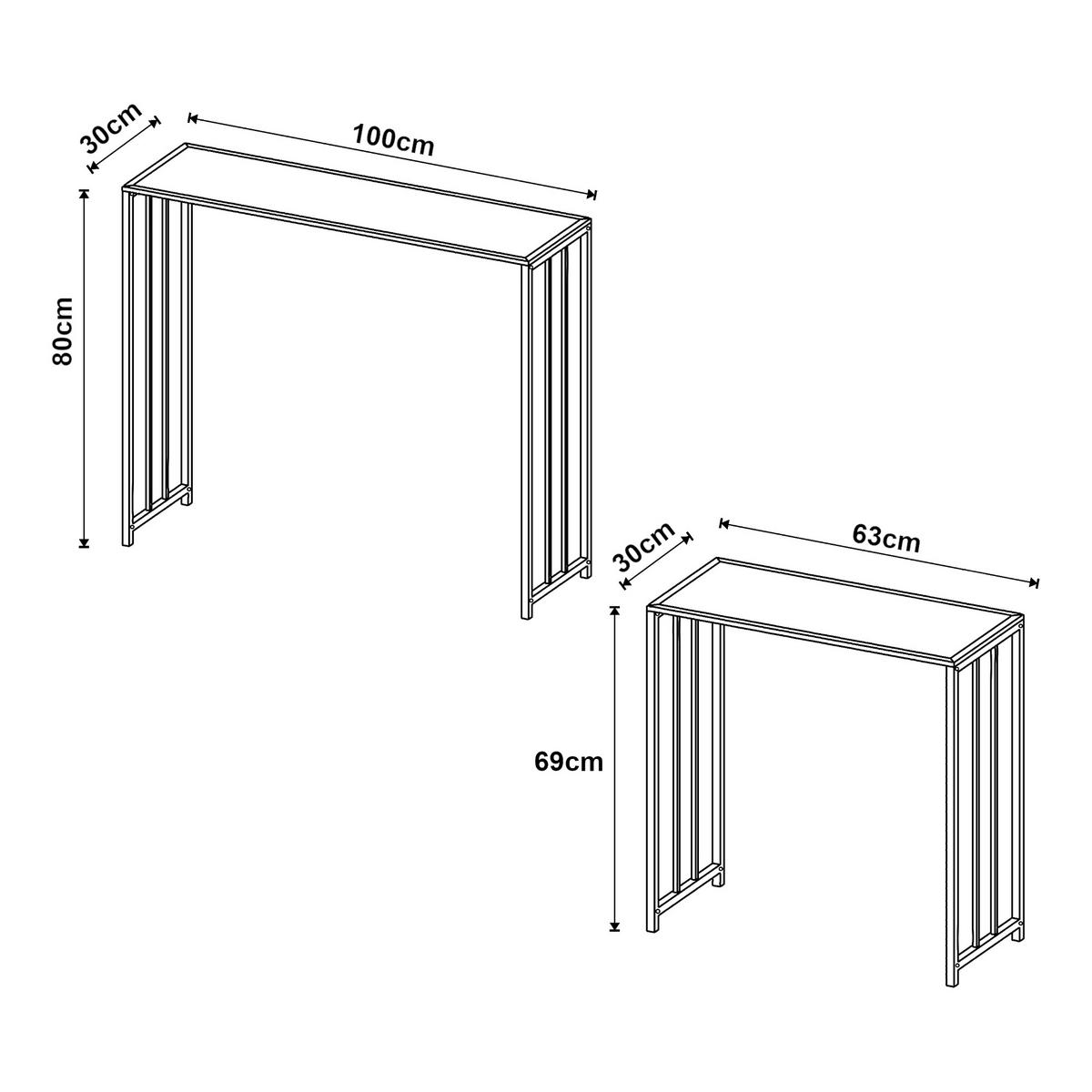 BEISTELLTISCH-SET 2 TLG. Ørsta - Schwarz, Holzwerkstoff/Metall (30/100/80cm) - [en.casa]