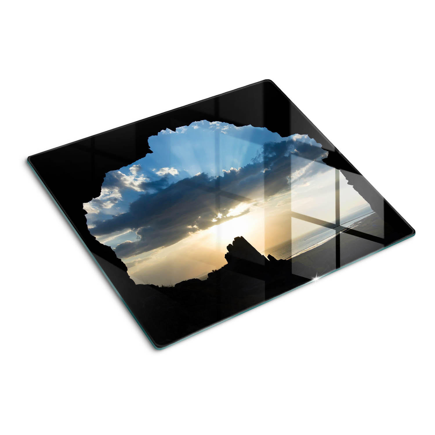 GLASPLATTE 60x52 cm Sonnenuntergang - Blau, Glas (60/0.4/52cm) - TULUP