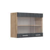 KÜCHENGLASSCHRANK R-Line Schwarz Beton 80 cm - Honigeiche/Eiche Wotan, Holzwerkstoff (80/60/31cm) - Vicco