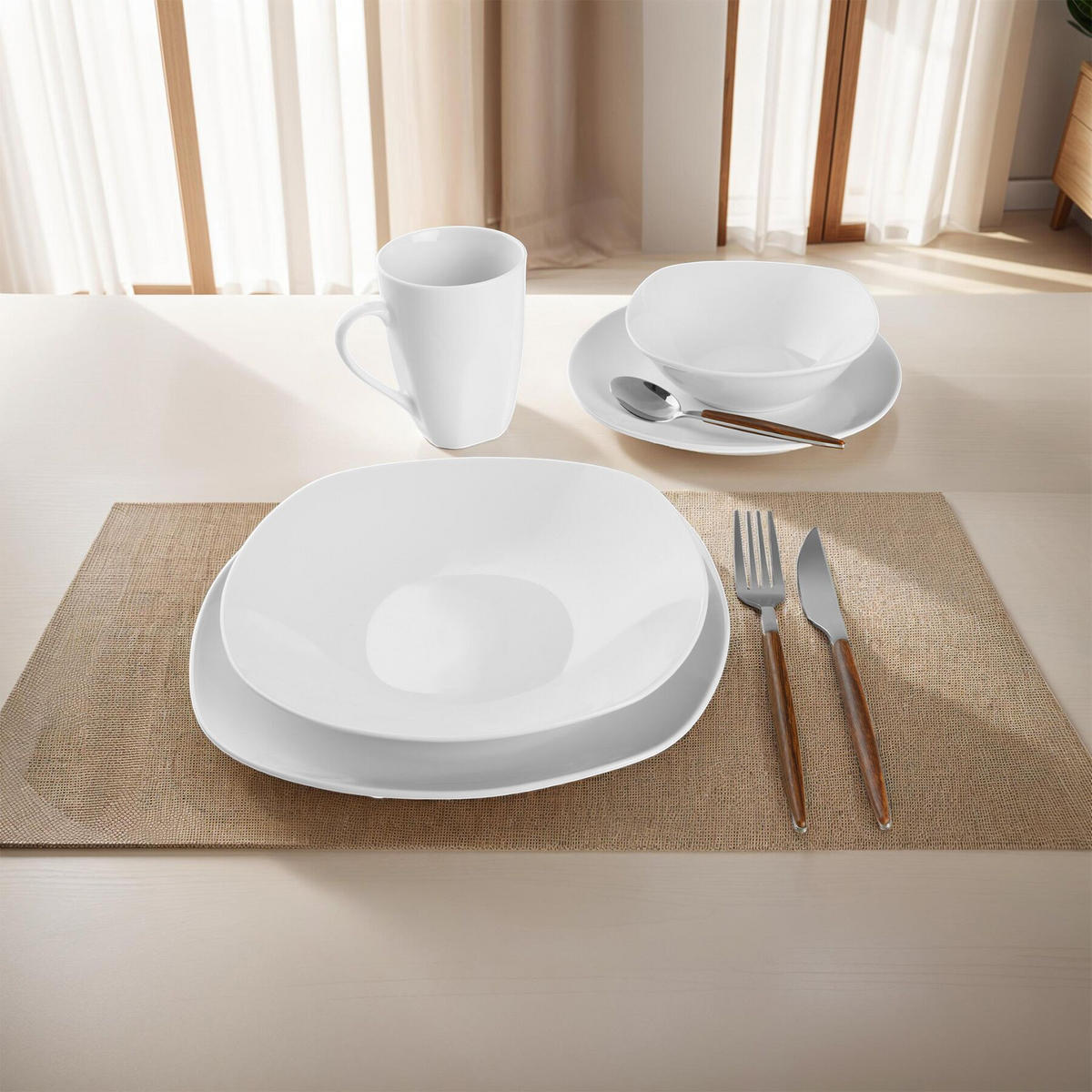 KOMBISERVICE Salerno,ineinander stapelbar, weiß, 100-teilig - Weiß, Keramik (19.5/3/30cm) - tectake