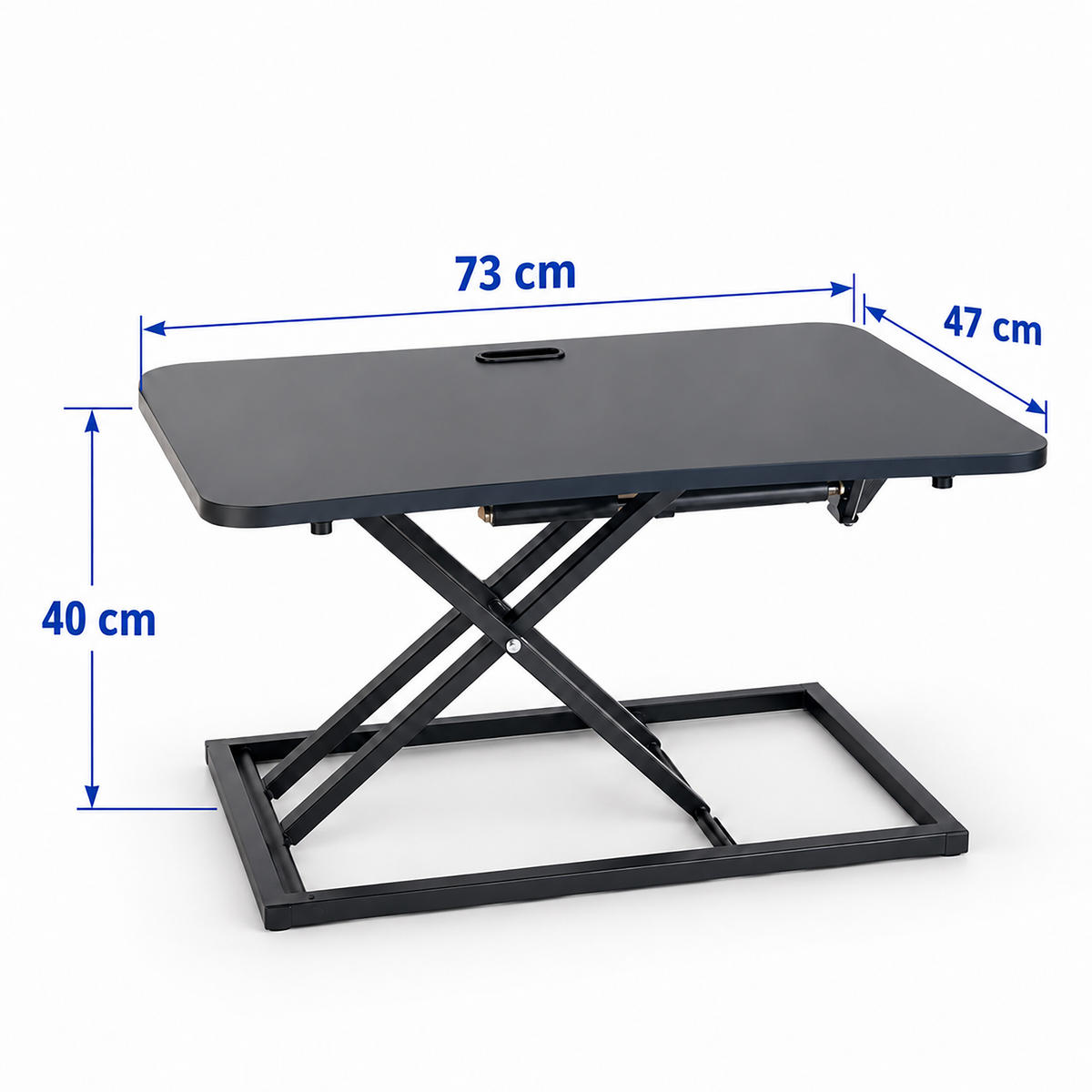 RIDICĂTOR Negru reglabil pe înălțime piston cu gaz 73x47 cm - negru, compozit lemnos/metal (47/73/40cm) - Relaxdays