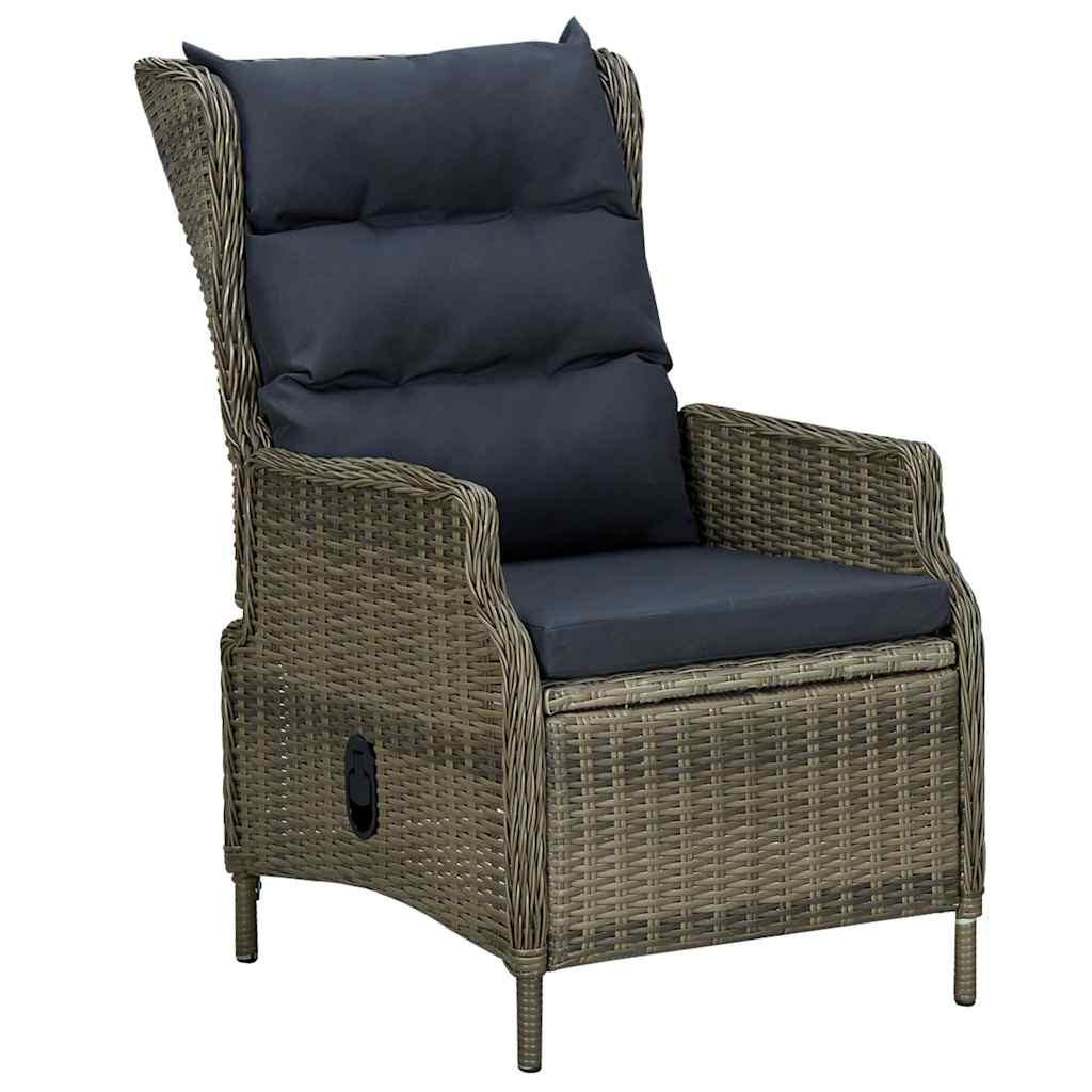 GARTENSESSEL mit verstellbarer Rückenlehne und Auflagen, 57/88/100 cm, aus Poly Rattan, Braun - Braun, Naturmaterialien/Textil (88/100/57cm) - vidaXL