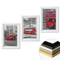 WANDBILDER 3er-Set - 20x30 cm Weißer Rahmen - Rote Busse in London - Weiß, Kunststoff (20/30cm) - ArtPrintCave