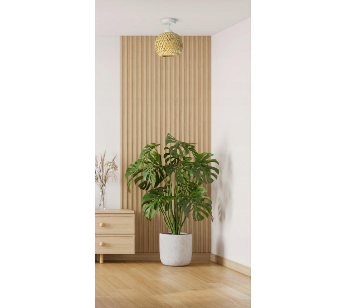 DECKENLEUCHTE BOHO - Beige/Weiß, Holz/Metall (15/15/21cm) - kiki design