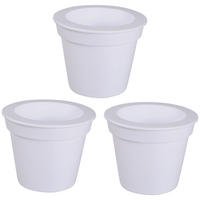 LED AUSSENLEUCHTE Solarleuchte Weiß satiniert 3er Set - Weiß, Kunststoff (17/17/19cm)