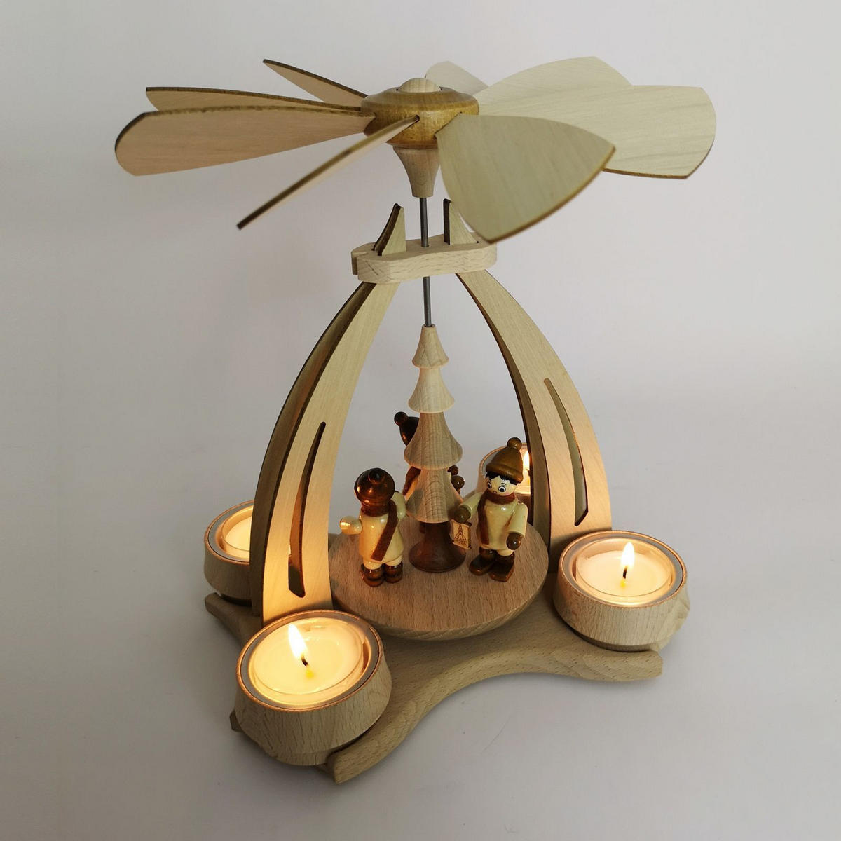 TISCH-PYRAMIDE Laternenkinder 14/18/24 cm - Multicolor, Holz (0.1/24/0.1cm) - Dekoteam24