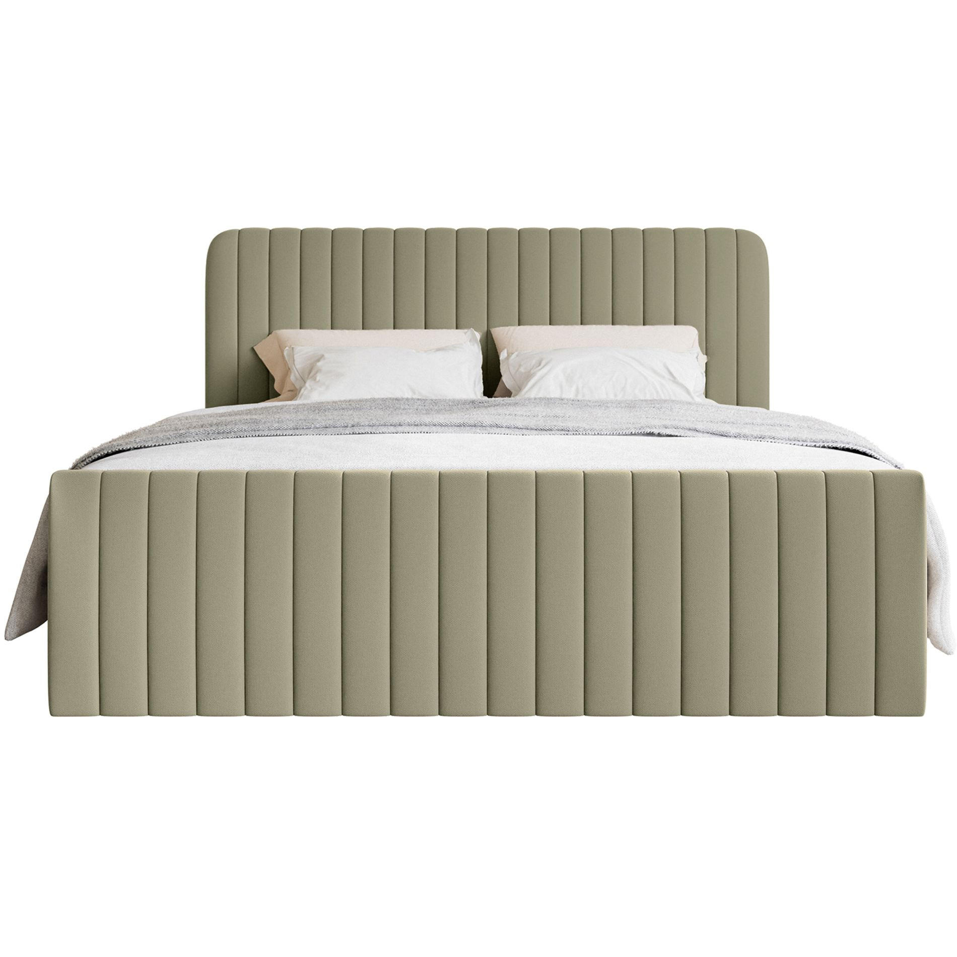BOXBETT Saliano mit Topper und Chenille-Bezug Olivgrün, 160x200 cm - Olivgrün, Kunststoff/Textil (160/200cm) - Selsey