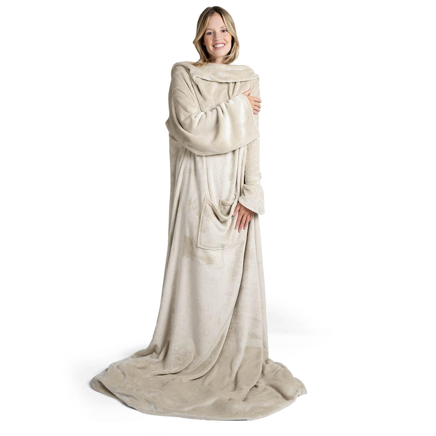 ÄRMELDECKE Iselin 170/200 cm, Beige - Beige, Textil (170/200cm) - Blumtal