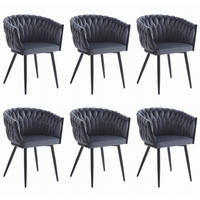 STUHL ARONA 6-er Set, Grau, Schwarze metallische Beine - Hellgrau, Textil/Metall (54/88/60cm) - Komodee