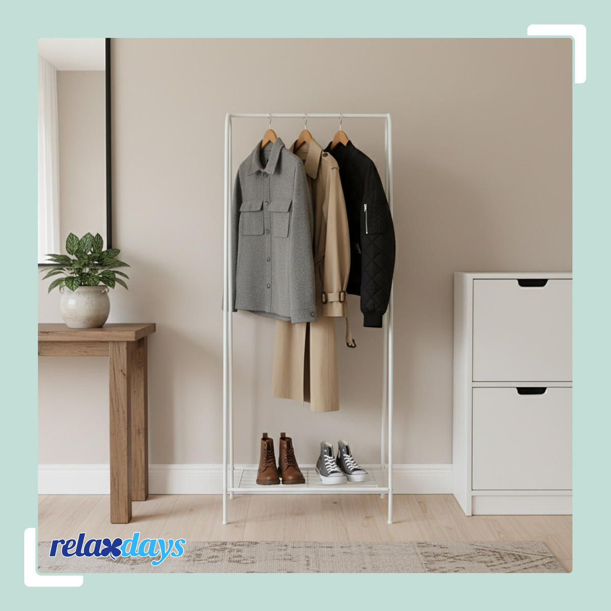 KLEIDERSTÄNDER - Weiß, Metall (60/151/34.5cm) - Relaxdays