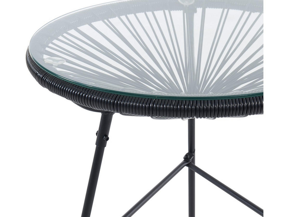 GARTENBEISTELLTISCH - 2 Personen-Sitzer - Harz, Glas - Schwarz - - Schwarz, Glas (50/50/50cm) - Vente-Unique