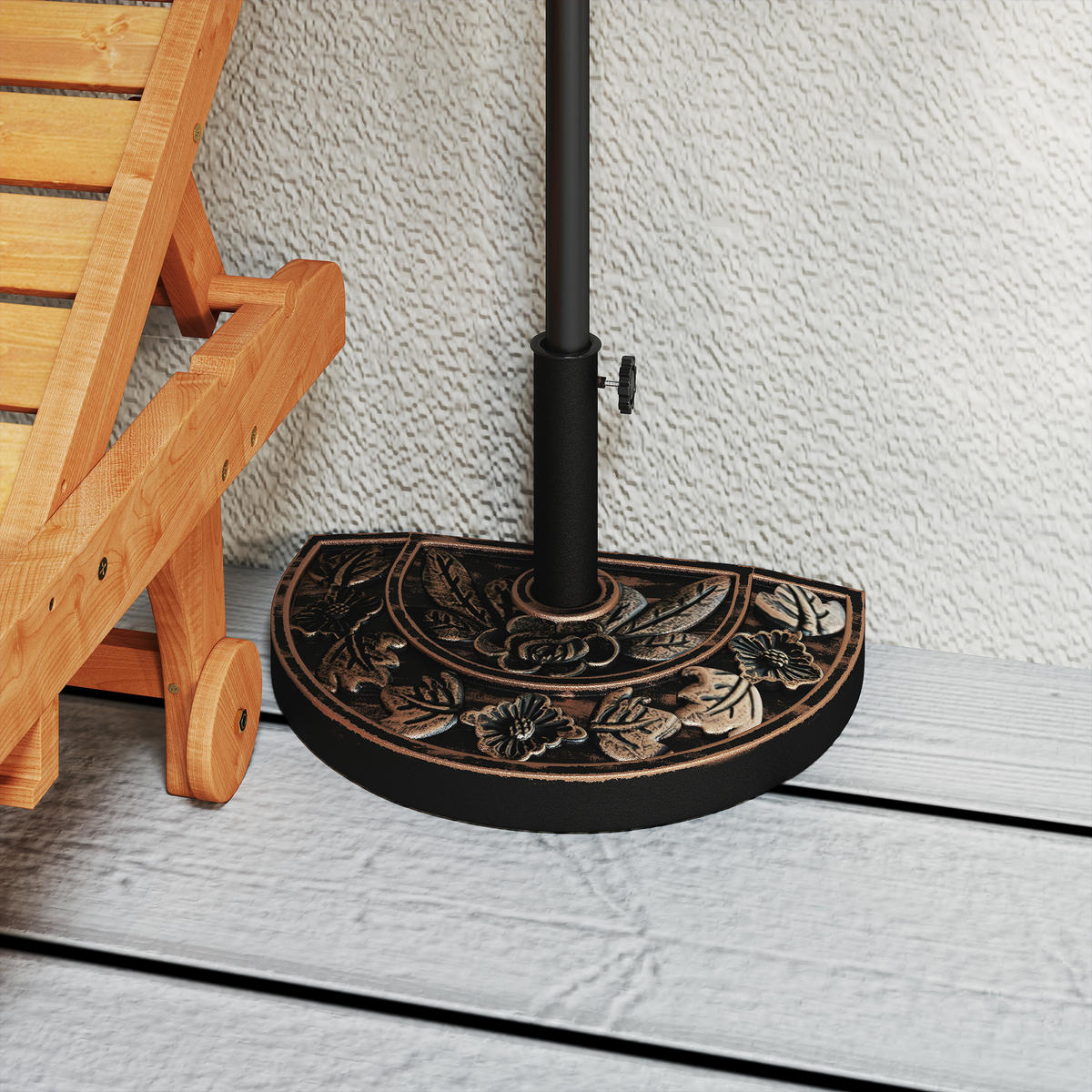 SONNENSCHIRMSTÄNDER, Harz, Edelstahl, Bronze - Bronzefarben, Metall (31/50cm) - Outsunny